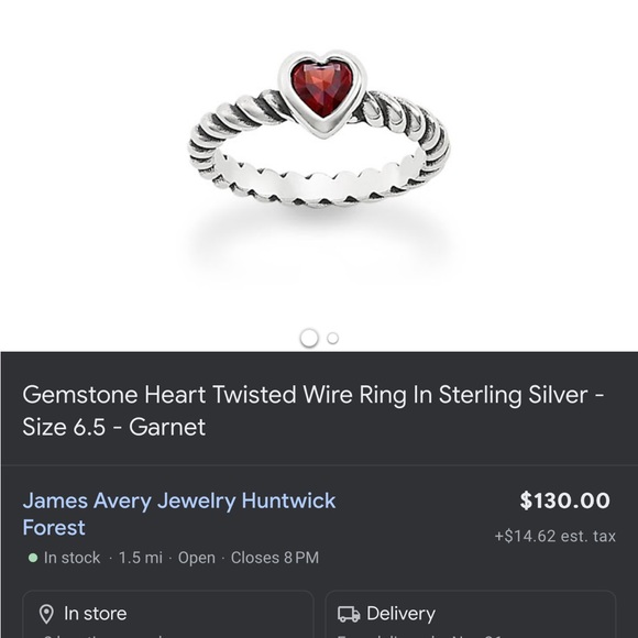 James Avery Garnet Heart Twisted Ring - Picture 2 of 4